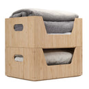 Stackable Bamboo Open-Front Storage Bin (14” x 11” x 6.5”) | Easy-Access Wooden Organizer for Kitchen Pantry, Closet, and Office by MobilevisionUS