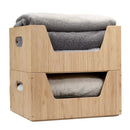 2-Piece Bamboo Open-Front Storage Bin Set – Large & Small Stackable Organizers by MobilevisionUS