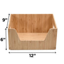 2-Piece Bamboo Open-Front Storage Bin Set – Large & Small Stackable Organizers by MobilevisionUS