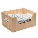 Stackable Bamboo Open-Front Storage Bin (12” x 9” x 6”) | Easy-Access Wooden Organizer for Kitchen Pantry, Closet, and Office by MobilevisionUS