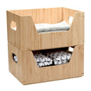 Stackable Bamboo Open-Front Storage Bin (12” x 9” x 6”) | Easy-Access Wooden Organizer for Kitchen Pantry, Closet, and Office by MobilevisionUS