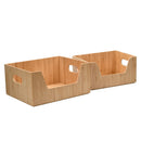 2-Piece Bamboo Open-Front Storage Bin Set – Large & Small Stackable Organizers by MobilevisionUS