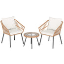 3 Piece Patio Bistro Set with Heavy Duty Metal Frame-Beige by LJGDeals
