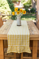 Yellow Ruffled Gingham Table Runner by Galley & Fen