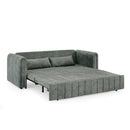 3 in 1 Pull-Out Bed Sleeper, Modern Upholstered 3 Seats Lounge Sofa & Couches with Rolled Arms Decorated with Copper Nails, Convertible Futon 3 Seats Sofabed with Two Drawers and Two Pillows