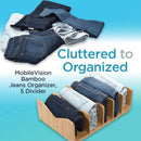 Bamboo Purse & Wallet Organizer for Closet – 5-Divider Handbag Storage Rack by MobilevisionUS