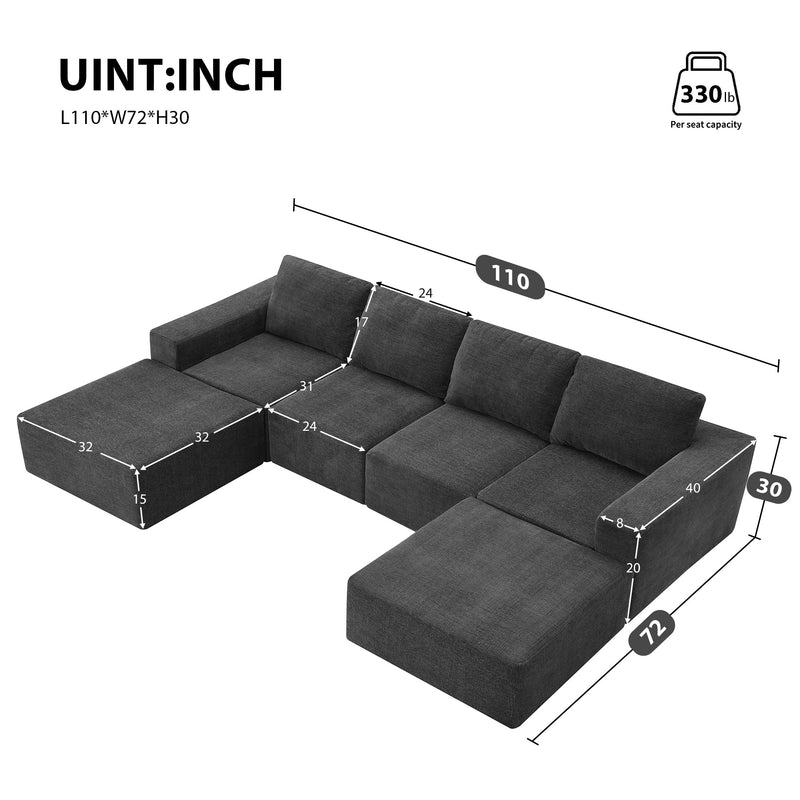 Walker Edison | Chenille Modular U-Shaped Sectional Sofa