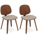 Wooden Dining Chair Set of 2 with Bentwood Frame and Padded Seat-Walnut by LJGDeals