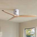 Low Profile Flush Ceiling Fan Without Light - Matte White / White by HouseOfZazla