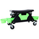 Rolling Detailing Creeper Seat With Wheels, Removable Tool Trays, 300 Lbs Capacity - Green by HouseOfZazla