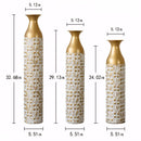 Mother's Day Gift Set Gilded White 3D Relief Flower Metal Vase Set - White / Gold by Unique Piece Furniture