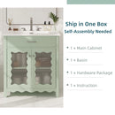 30 Inches Bathroom Vanity with Tempered Glass
