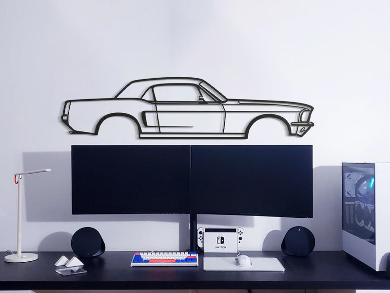 1968 Mustang Hardtop Metal Car Wall Art - MT0112