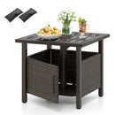 Outdoor Side Table with 1.93" Umbrella Hole All-Weather PE Wicker Patio Umbrella Table-Brown by LJGDeals
