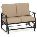 Outdoor 2-Person Glider Rocking Chair Loveseat with Thick Cushions and Metal Frame-Brown by LJGDeals
