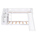 Twin Over Twin Stairway Bunk Bed With Two Drawers And Slide by HouseOfZazla