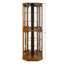 6 Shelf Corner Curio Display Cabinet with Lights, Mirrors and Adjustable Shelves, Oak