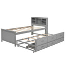 Platform Bed With Storage Headboard, USB, Trundle And 3 Drawers