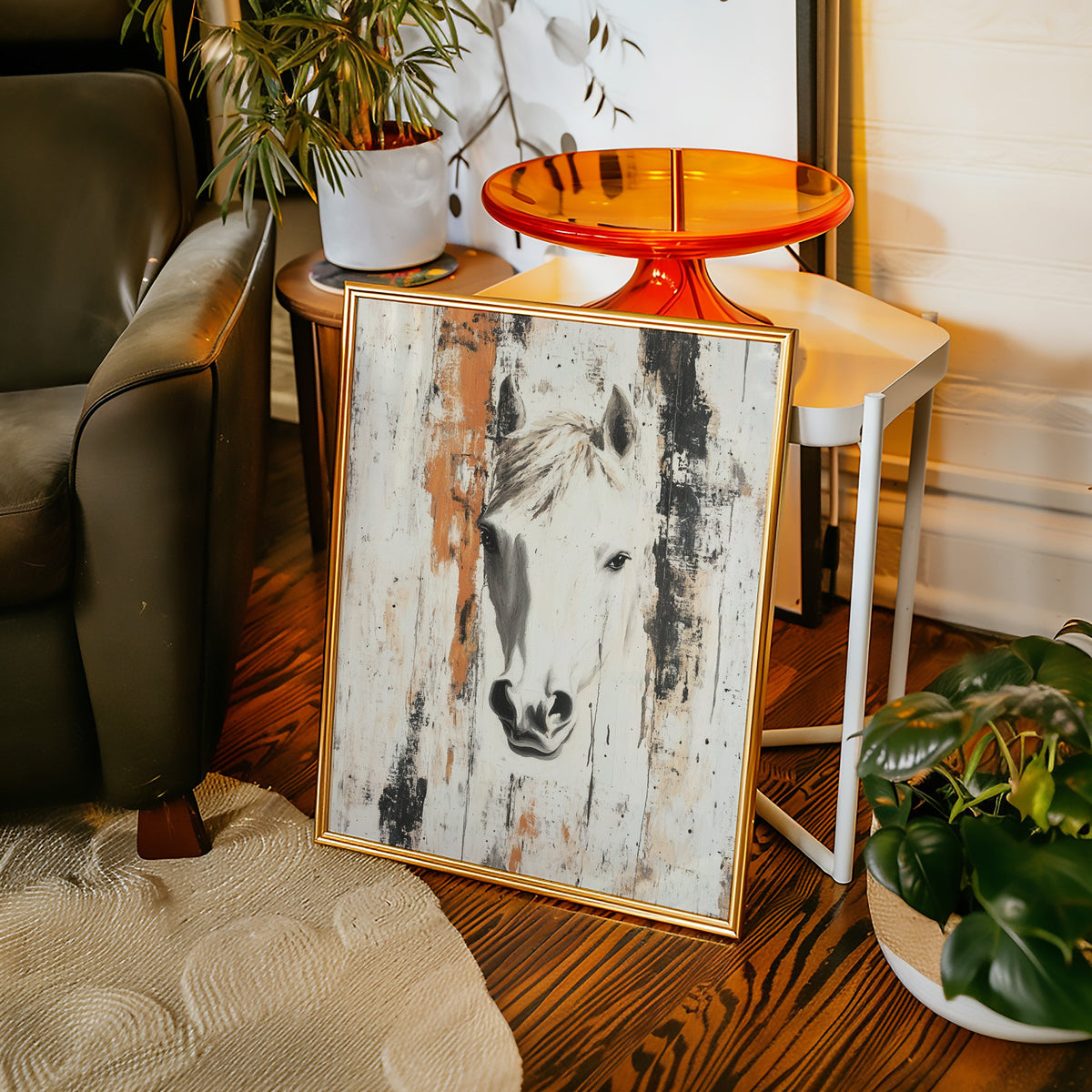 White Horse Against Rustic Planks, photo 11 of 19