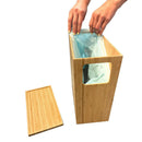 Bamboo Slim Trash Can With Lid: Slim Design with Multi-Purpose Storage Lid and Protective Rubber Feet – Includes Trash Bags by MobilevisionUS
