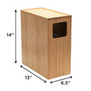 Bamboo Slim Trash Can With Lid: Slim Design with Multi-Purpose Storage Lid and Protective Rubber Feet – Includes Trash Bags by MobilevisionUS