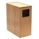 Bamboo Slim Trash Can With Lid: Slim Design with Multi-Purpose Storage Lid and Protective Rubber Feet – Includes Trash Bags by MobilevisionUS