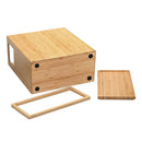 Bamboo Slim Trash Can With Lid: Slim Design with Multi-Purpose Storage Lid and Protective Rubber Feet – Includes Trash Bags by MobilevisionUS