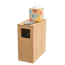 Bamboo Slim Trash Can With Lid: Slim Design with Multi-Purpose Storage Lid and Protective Rubber Feet – Includes Trash Bags by MobilevisionUS