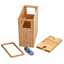 Bamboo Trash Can with Wine Glass Holder Lid | Slim Design Waste Bin & Stemware Caddy | Dual Function Decor for Patio, Living Room & Bedroom by MobilevisionUS