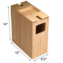 Bamboo Trash Can with Wine Glass Holder Lid | Slim Design Waste Bin & Stemware Caddy | Dual Function Decor for Patio, Living Room & Bedroom by MobilevisionUS