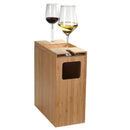 Bamboo Trash Can with Wine Glass Holder Lid | Slim Design Waste Bin & Stemware Caddy | Dual Function Decor for Patio, Living Room & Bedroom by MobilevisionUS