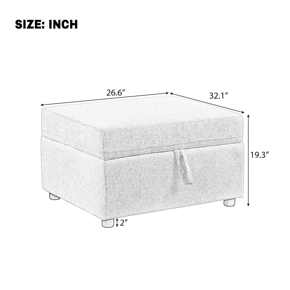 Movable Storage Ottoman Footrest For Living Room, photo 3 of 13