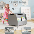 Wooden Mobile Toy Storage Organizer with Bookshelf and Lockable Wheels