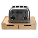 Bamboo Coffee Pod Organizer & Rolling Appliance Slider – Double Drawer Storage for K-Cups & Espresso Pods by MobilevisionUS