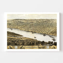 Vintage Map of Leavenworth, Kansas 1869