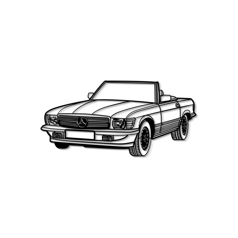 1976 W107 Convertible Perspective Metal Car Wall Art - MT0451