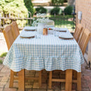 Blue Ruffled Gingham Tablecloth by Galley & Fen