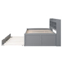 Captain Bed With Built In Bookshelves, 3 Storage Drawers, And Trundle