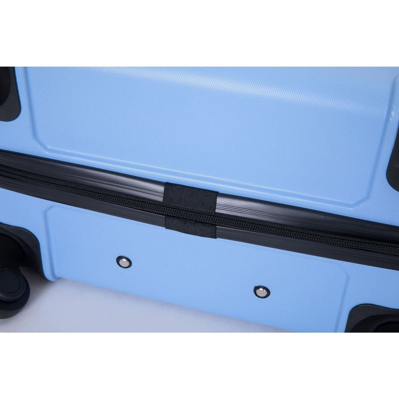 3 Piece Luggage Sets ABS Lightweight Suitcase with Two Hooks, Spinner Wheels, TSA Lock, (20/24/28) LIGHT BLUE