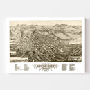 Vintage Map of Butte City, Montana 1884