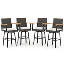 Set of 2 Outdoor 360¬∞ Swivel Bar Stool with Cushion and Acacia Wood Armrests by DirectDeals