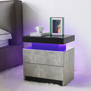 Modern LED Nightstand with 2 Drawers for Bedroom