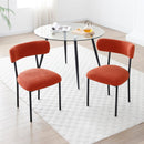 Dining Chairs Set of 2,Round Upholstered Sherpa Fabric Dining Room Chairs with Curved Backrest,Mid-Century Modern Accent Chairs with Black Metal Legs for Dining Room,Living Room,Kitchen