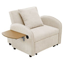 Convertible Single Chair Bed With Computer Board And USB Ports, 3 In 1 Sofa Bed - Beige