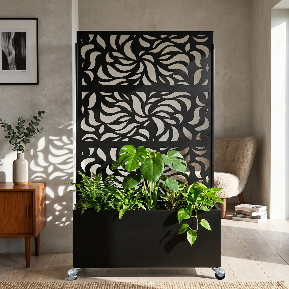 70.87" H × 46.06" W Leaf Pattern Privacy Screen with Planter Box, photo 5 of 8