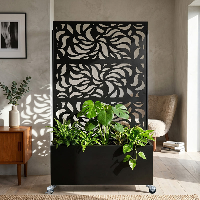 70.87" H × 46.06" W Leaf Pattern Privacy Screen with Planter Box, photo 5 of 8