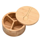 Eco-Friendly Bamboo Salt & Spice Cellar with Integrated Spoon – 1, 2, or 3 Compartments by MobilevisionUS