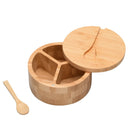 Eco-Friendly Bamboo Salt & Spice Cellar with Integrated Spoon – 1, 2, or 3 Compartments by MobilevisionUS