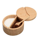 Eco-Friendly Bamboo Salt & Spice Cellar with Integrated Spoon – 1, 2, or 3 Compartments by MobilevisionUS