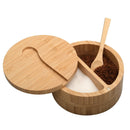 Eco-Friendly Bamboo Salt & Spice Cellar with Integrated Spoon – 1, 2, or 3 Compartments by MobilevisionUS